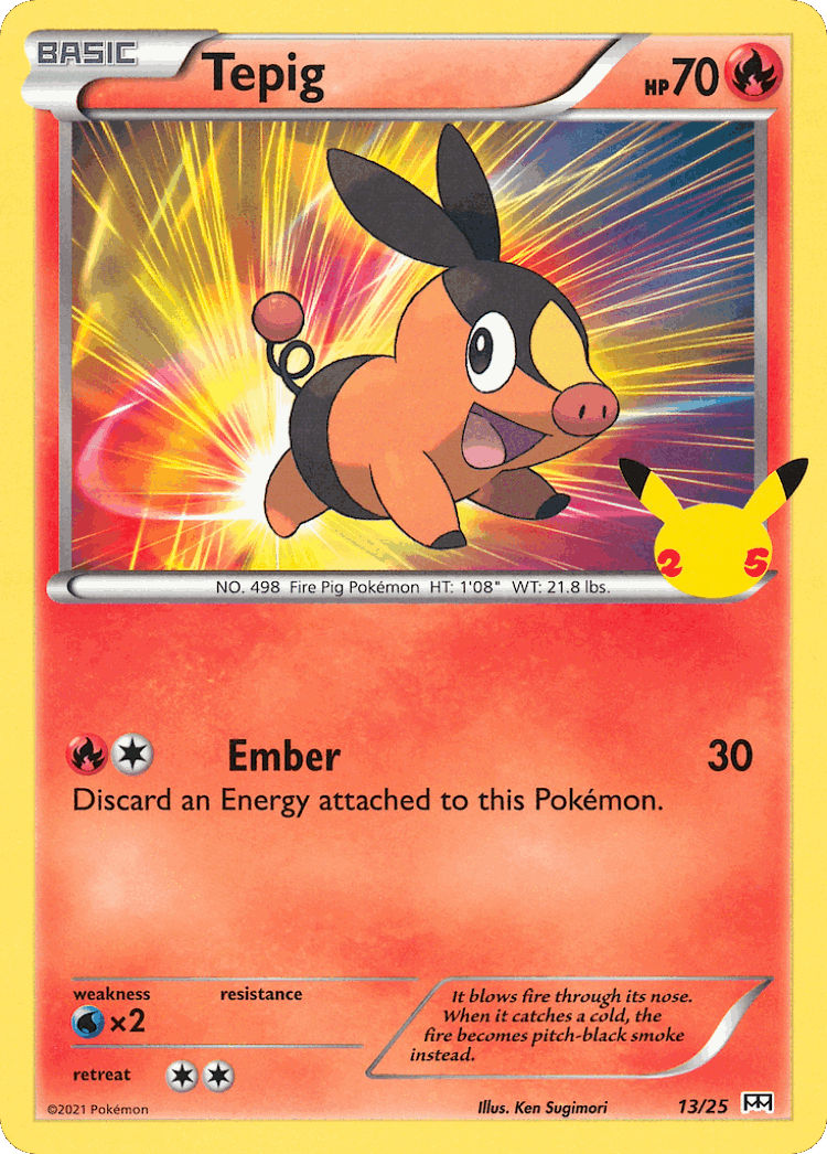 Tepig #13 from McDonald's Collection 2021 - Illustrated by Ken Sugimori