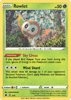 Rowlet Pokémon TCG card art