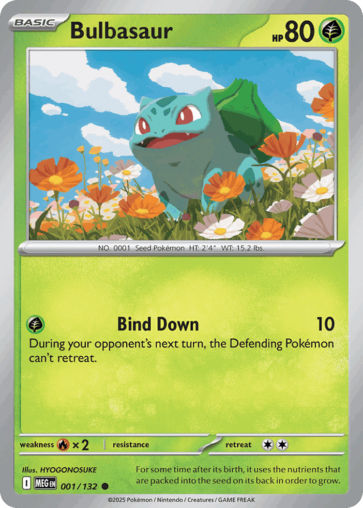 Bulbasaur #1 from Mega Evolution - Common - Illustrated by HYOGONOSUKE