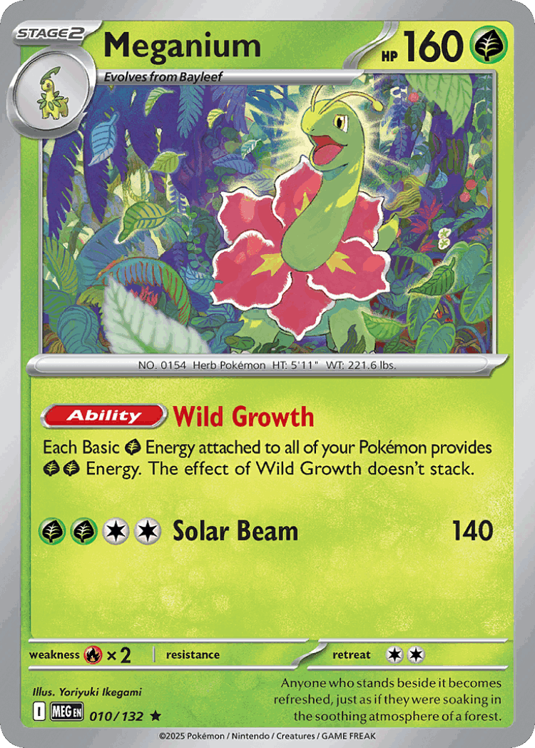 Meganium #10 from Mega Evolution - Rare - Illustrated by Yoriyuki Ikegami