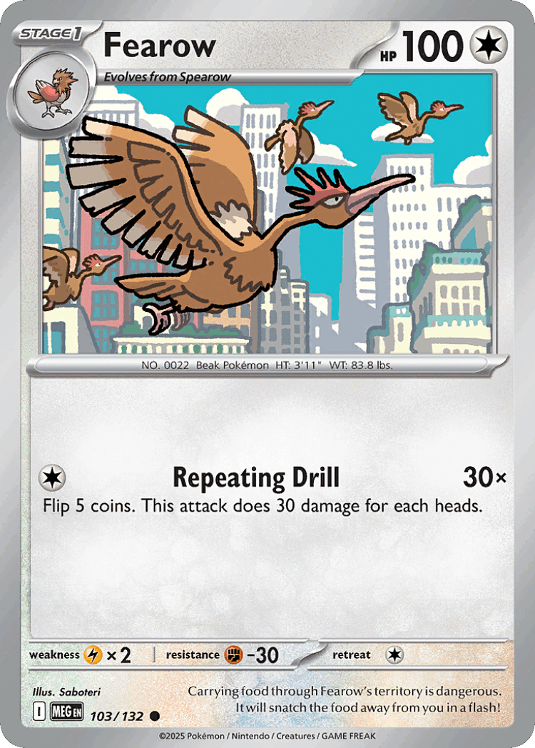 Fearow #103 from Mega Evolution - Common - Illustrated by Saboteri