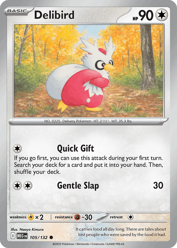 Delibird #105 from Mega Evolution - Common - Illustrated by Naoyo Kimura