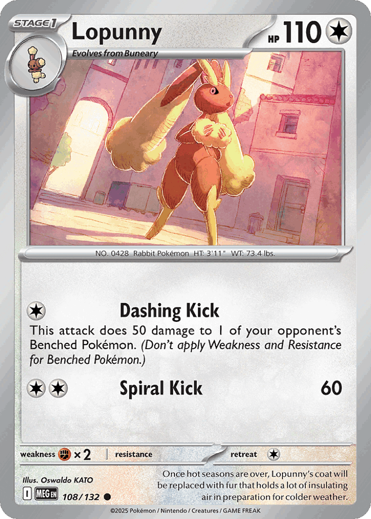 Lopunny #108 from Mega Evolution - Common - Illustrated by Oswaldo KATO