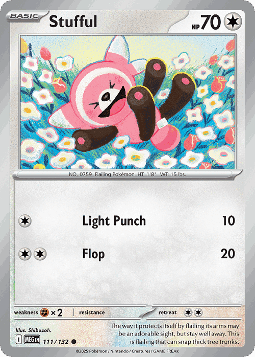 Stufful #111 from Mega Evolution - Common - Illustrated by Shibuzoh.