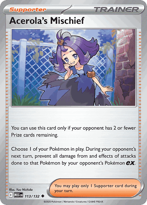 Acerola's Mischief #113 from Mega Evolution - Uncommon - Illustrated by Yuu Nishida