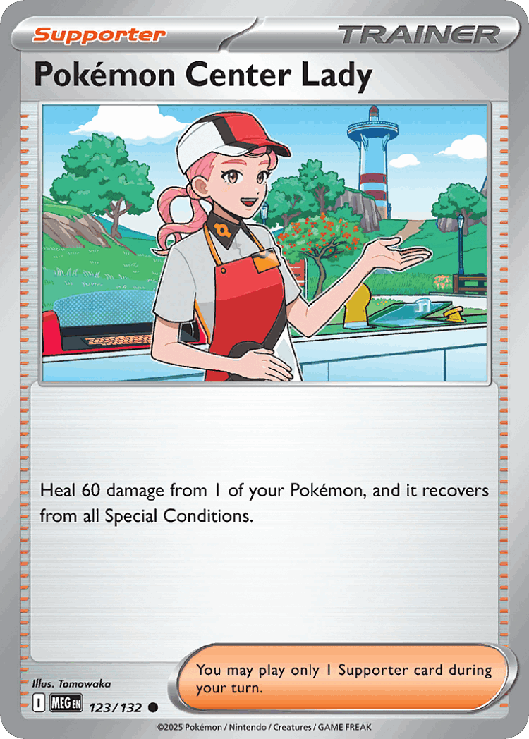 Pokémon Center Lady #123 from Mega Evolution - Common - Illustrated by Tomowaka