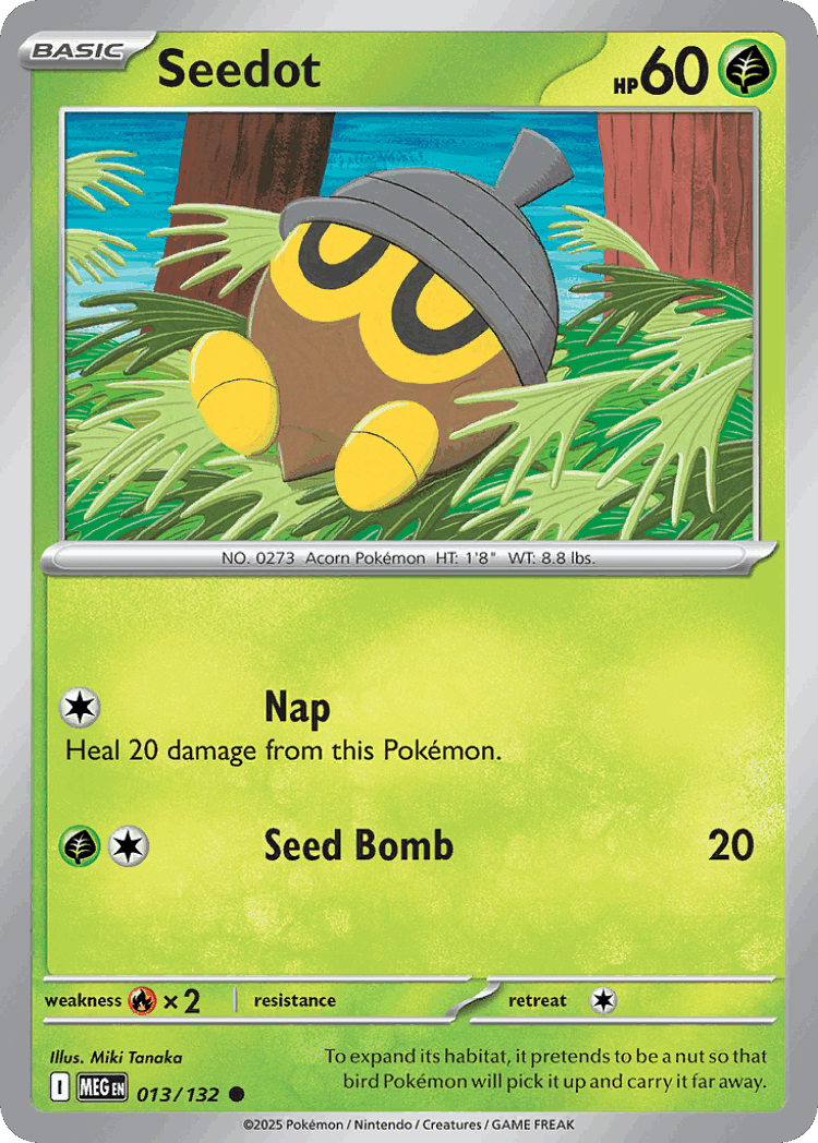 Seedot #13 from Mega Evolution - Common - Illustrated by Miki Tanaka