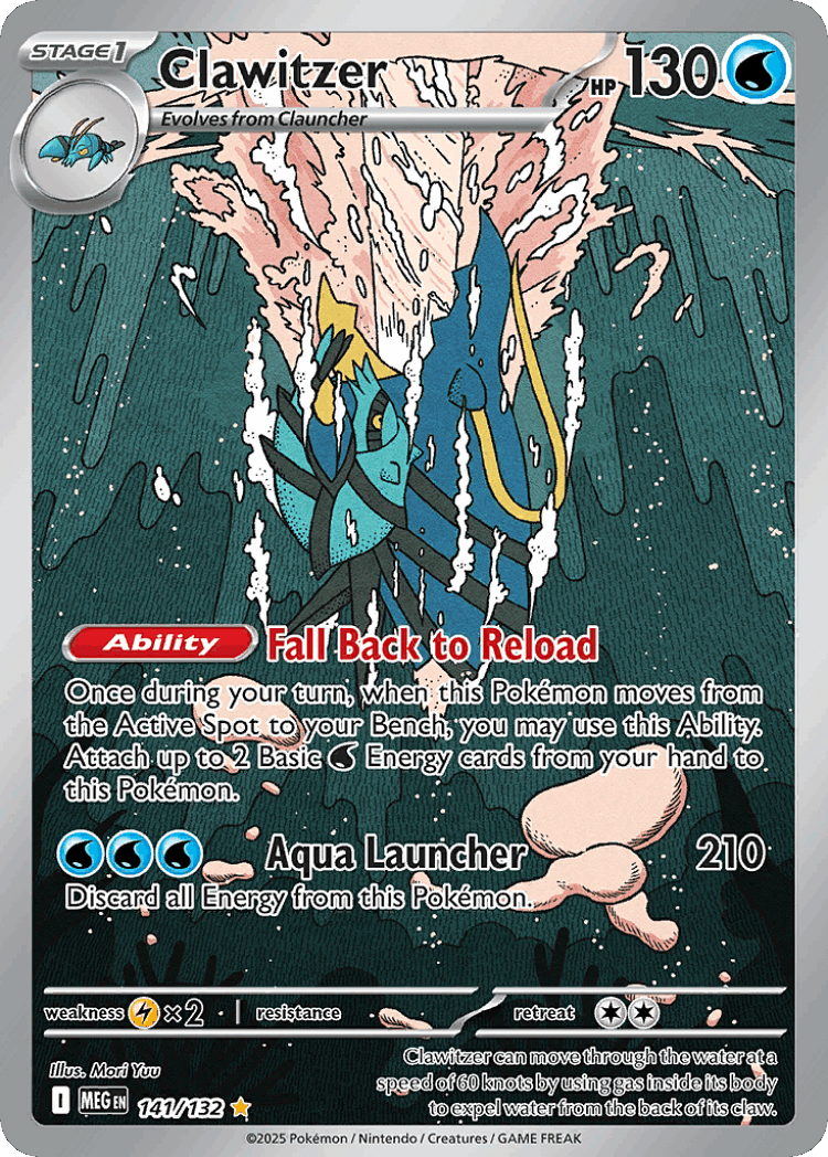 Clawitzer #141 from Mega Evolution - Illustration Rare - Illustrated by Mori Yuu