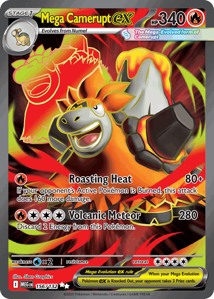 Mega Camerupt ex #156 from Mega Evolution - Ultra Rare - Illustrated by 5ban Graphics