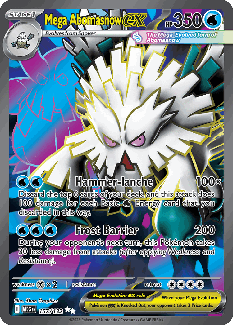 Mega Abomasnow ex #157 from Mega Evolution - Ultra Rare - Illustrated by 5ban Graphics