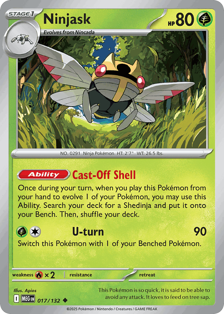 Ninjask #17 from Mega Evolution - Uncommon - Illustrated by Apios