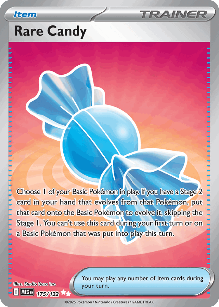 Rare Candy #175 from Mega Evolution - Ultra Rare - Illustrated by Studio Bora Inc.