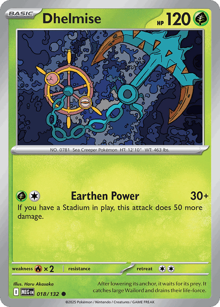 Dhelmise #18 from Mega Evolution - Common - Illustrated by Haru Akasaka
