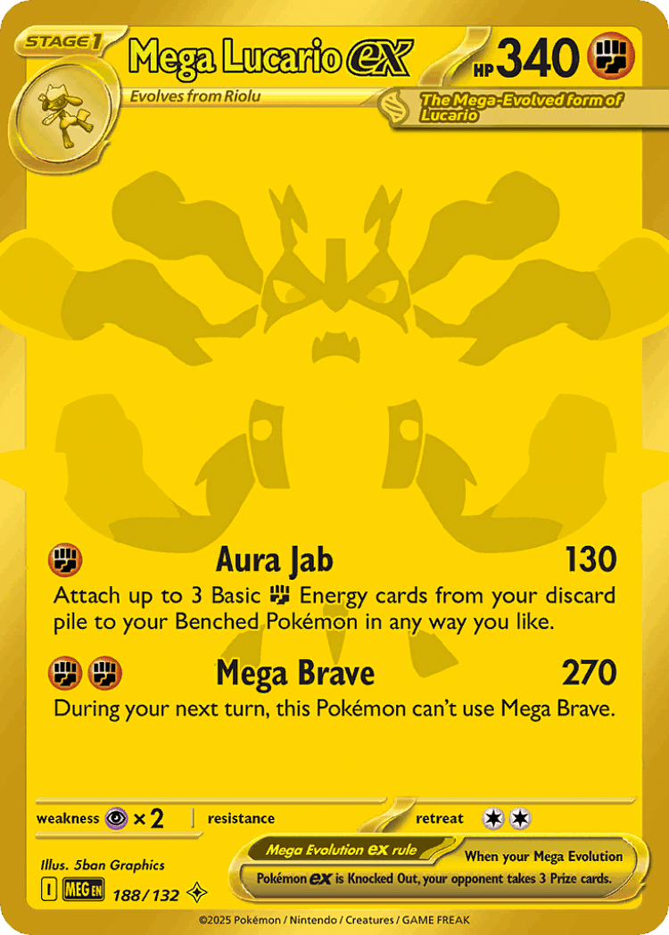 Mega Lucario ex #188 from Mega Evolution - Mega Hyper Rare - Illustrated by 5ban Graphics
