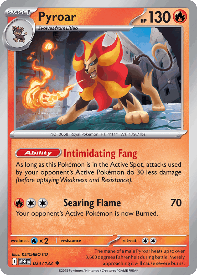 Pyroar #24 from Mega Evolution - Uncommon - Illustrated by KEIICHIRO ITO