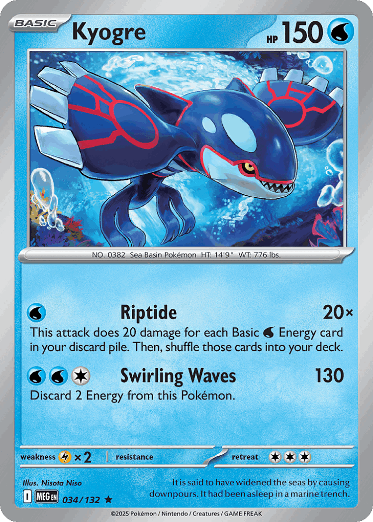 Kyogre #34 from Mega Evolution - Rare - Illustrated by Nisota Niso