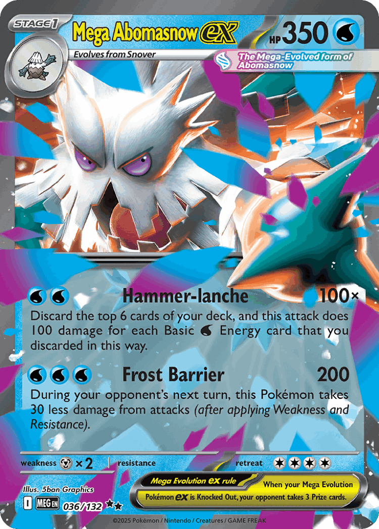 Mega Abomasnow ex #36 from Mega Evolution - Double Rare - Illustrated by 5ban Graphics