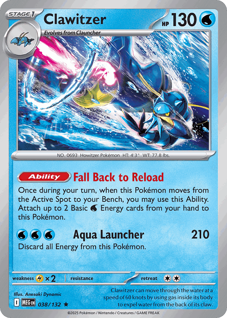 Clawitzer #38 from Mega Evolution - Rare - Illustrated by Anesaki Dynamic