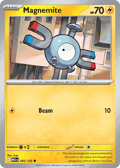 Magnemite #45 from Mega Evolution - Common - Illustrated by Krgc
