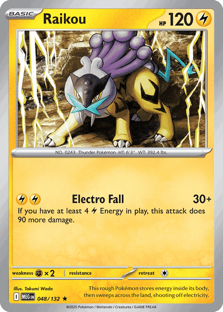 Raikou #48 from Mega Evolution - Rare - Illustrated by Takumi Wada