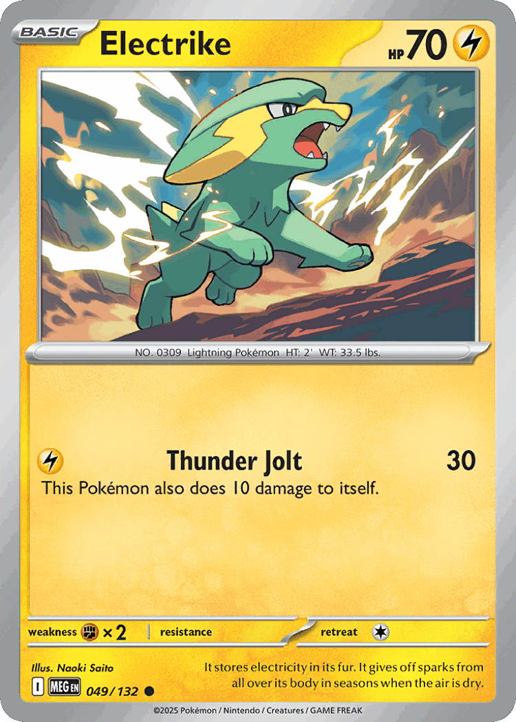 Electrike #49 from Mega Evolution - Common - Illustrated by Naoki Saito