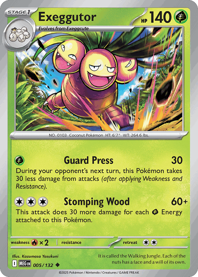 Exeggutor #5 from Mega Evolution - Uncommon - Illustrated by Kazumasa Yasukuni