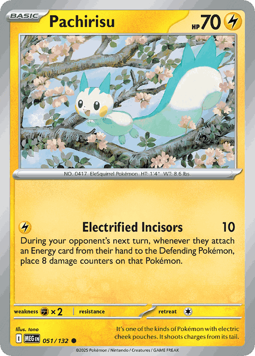 Pachirisu #51 from Mega Evolution - Common - Illustrated by tono