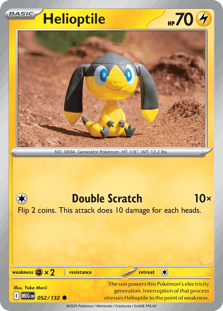 Helioptile #52 from Mega Evolution - Common - Illustrated by Yuka Morii