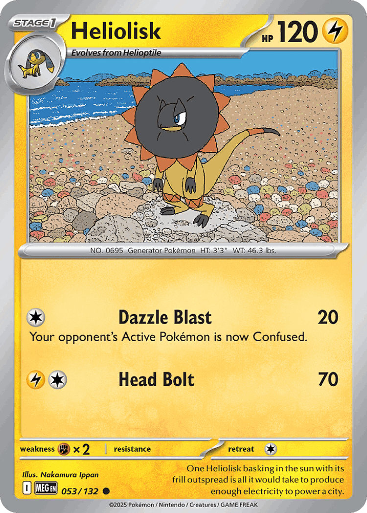 Heliolisk #53 from Mega Evolution - Common - Illustrated by Nakamura Ippan