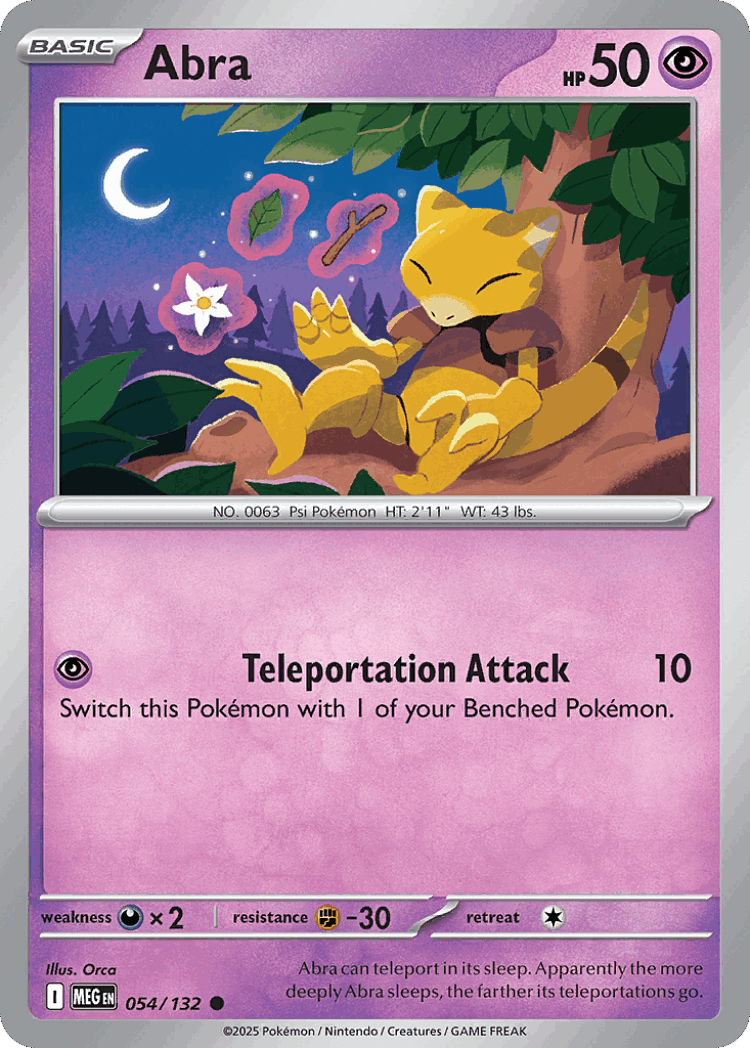 Abra #54 from Mega Evolution - Common - Illustrated by Orca