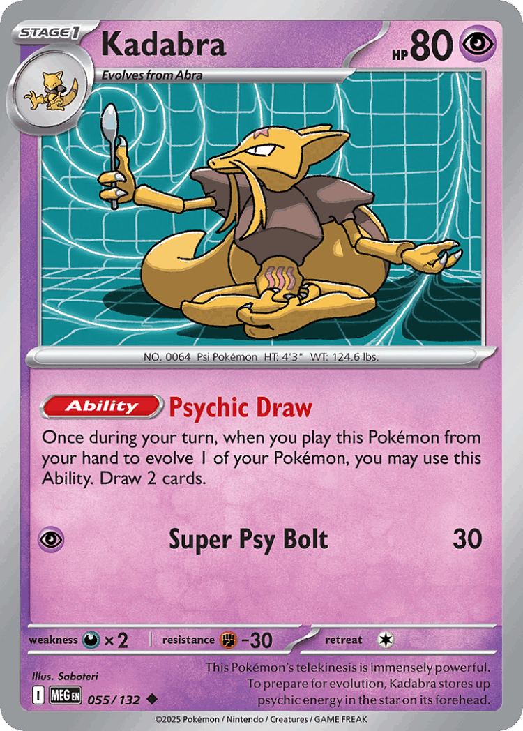 Kadabra #55 from Mega Evolution - Uncommon - Illustrated by Saboteri