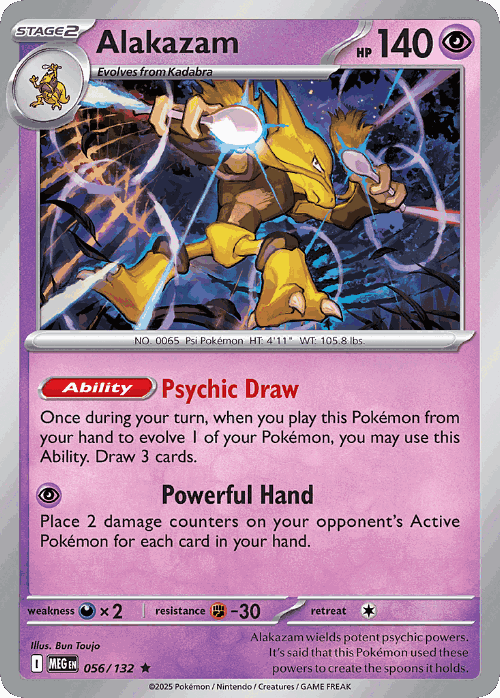 Alakazam #56 from Mega Evolution - Rare - Illustrated by Bun Toujo
