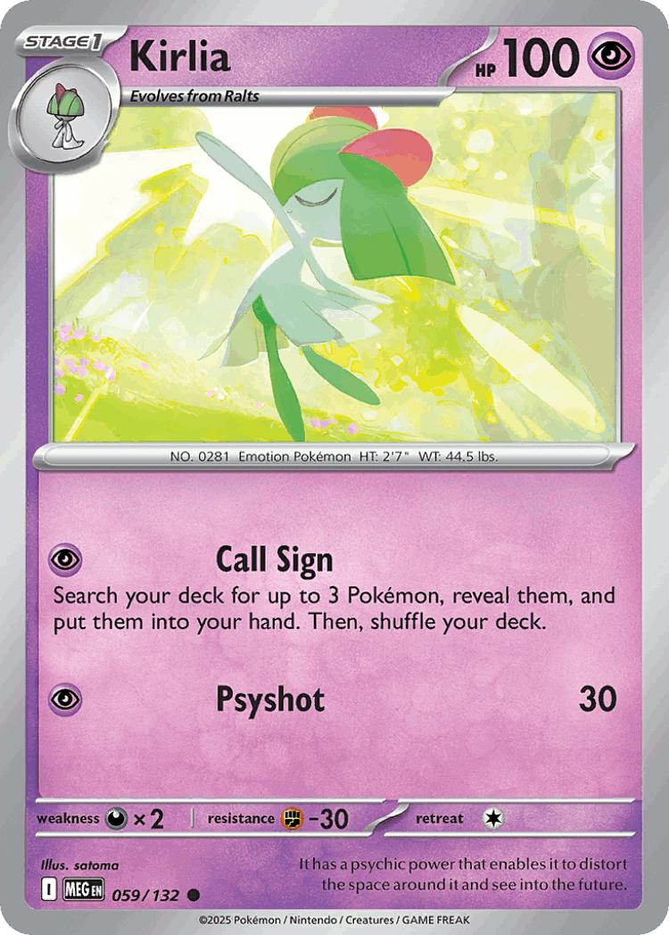 Kirlia #59 from Mega Evolution - Common - Illustrated by satoma