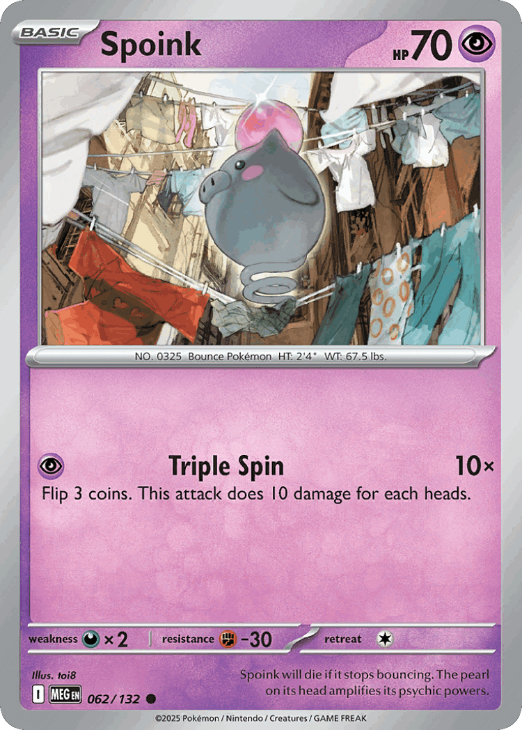 Spoink #62 from Mega Evolution - Common - Illustrated by toi8