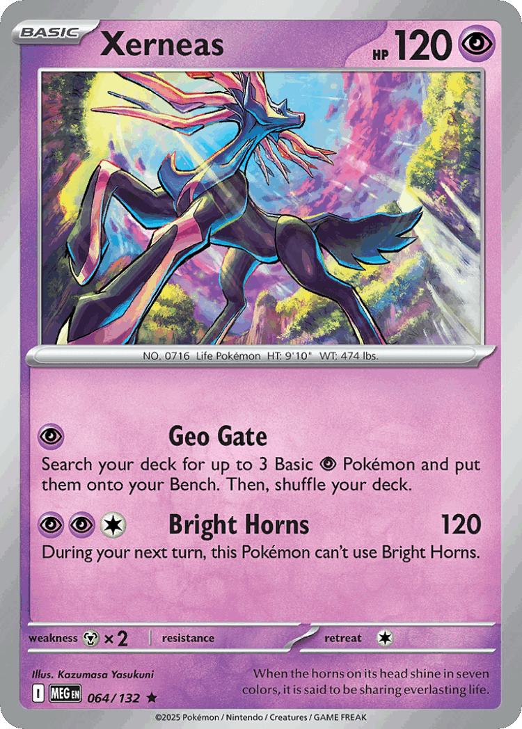 Xerneas #64 from Mega Evolution - Rare - Illustrated by Kazumasa Yasukuni