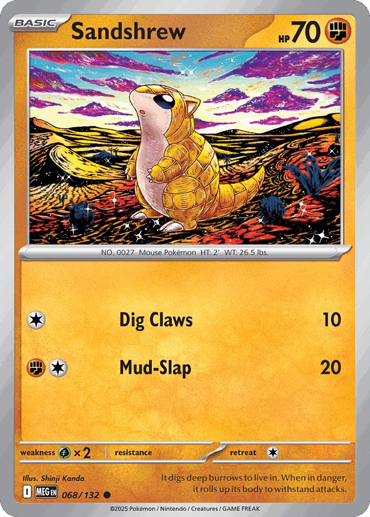 Sandshrew #68 from Mega Evolution - Common - Illustrated by Shinji Kanda