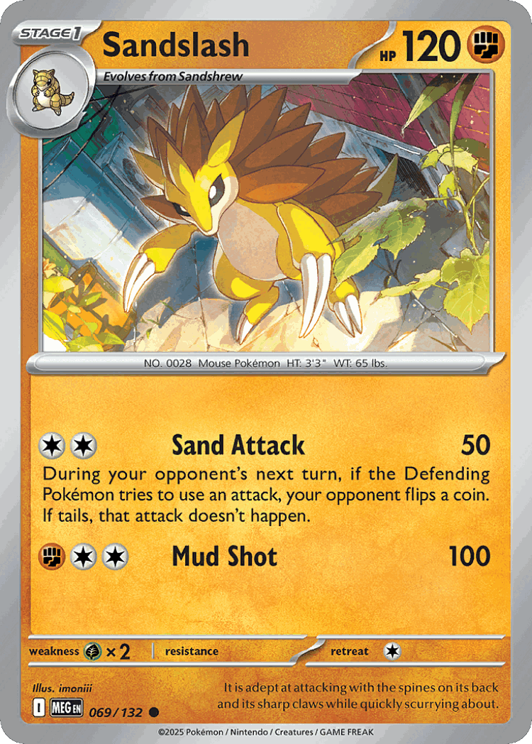 Sandslash #69 from Mega Evolution - Common - Illustrated by imoniii
