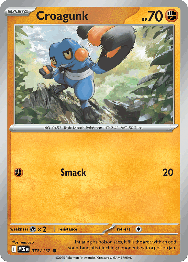 Croagunk #78 from Mega Evolution - Common - Illustrated by matazo