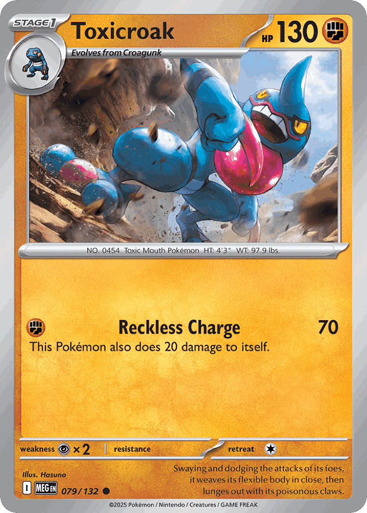 Toxicroak #79 from Mega Evolution - Common - Illustrated by Hasuno