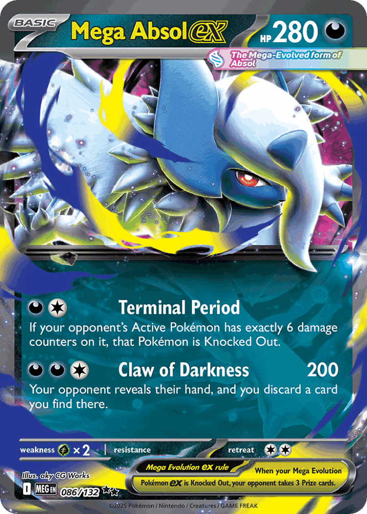 Mega Absol ex #86 from Mega Evolution - Double Rare - Illustrated by aky CG Works