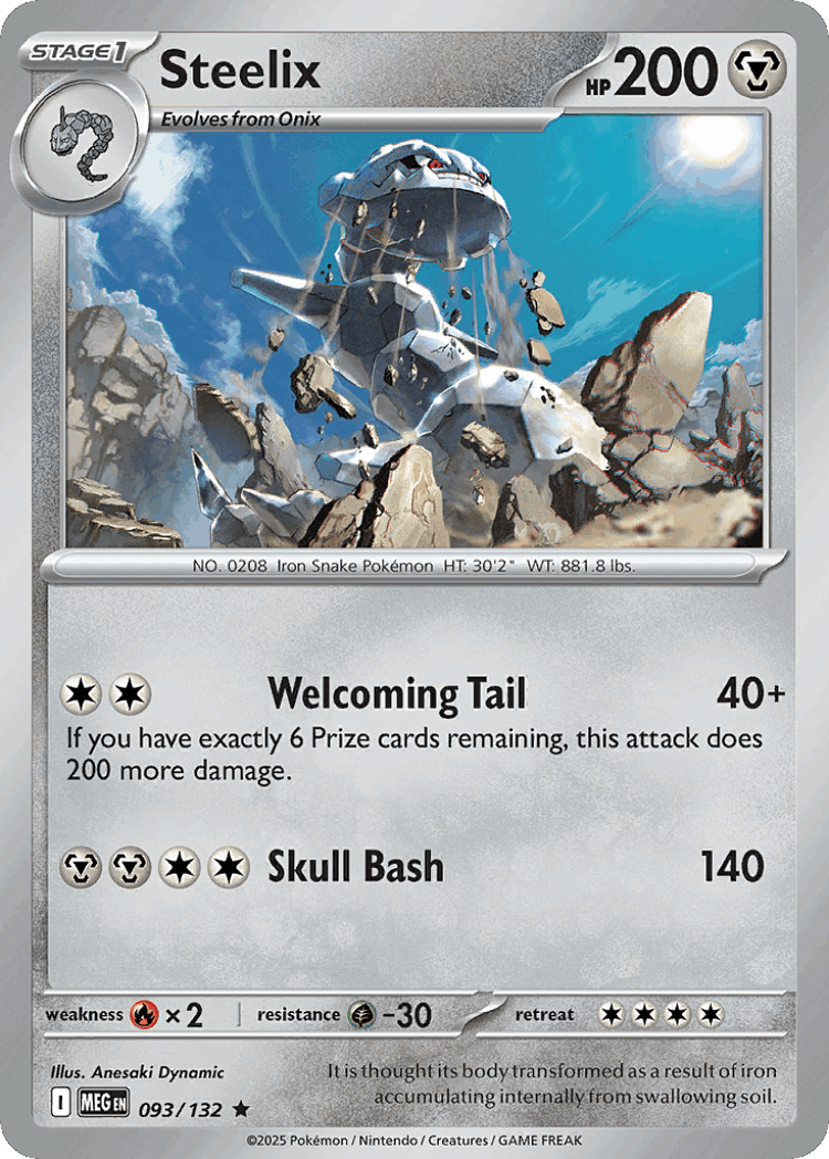 Steelix #93 from Mega Evolution - Rare - Illustrated by Anesaki Dynamic