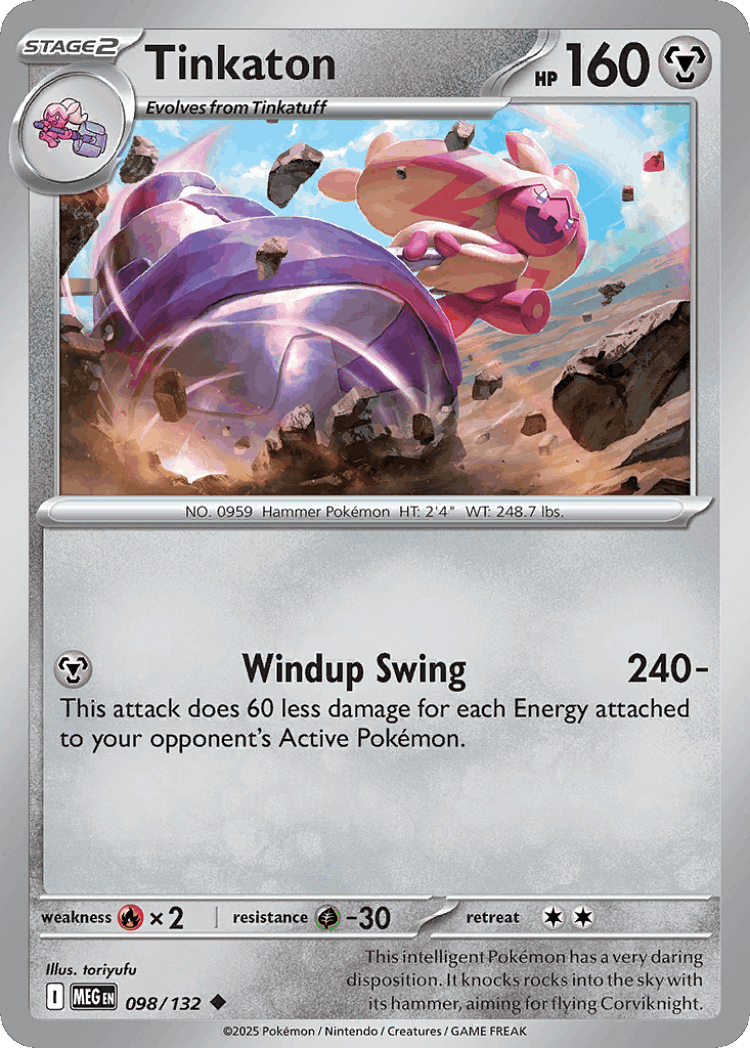 Tinkaton #98 from Mega Evolution - Uncommon - Illustrated by toriyufu