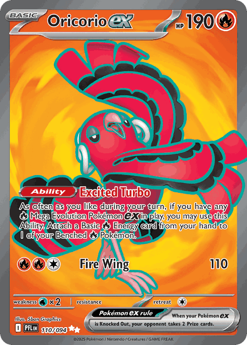 Oricorio ex #110 from Phantasmal Flames - Ultra Rare - Illustrated by 5ban Graphics