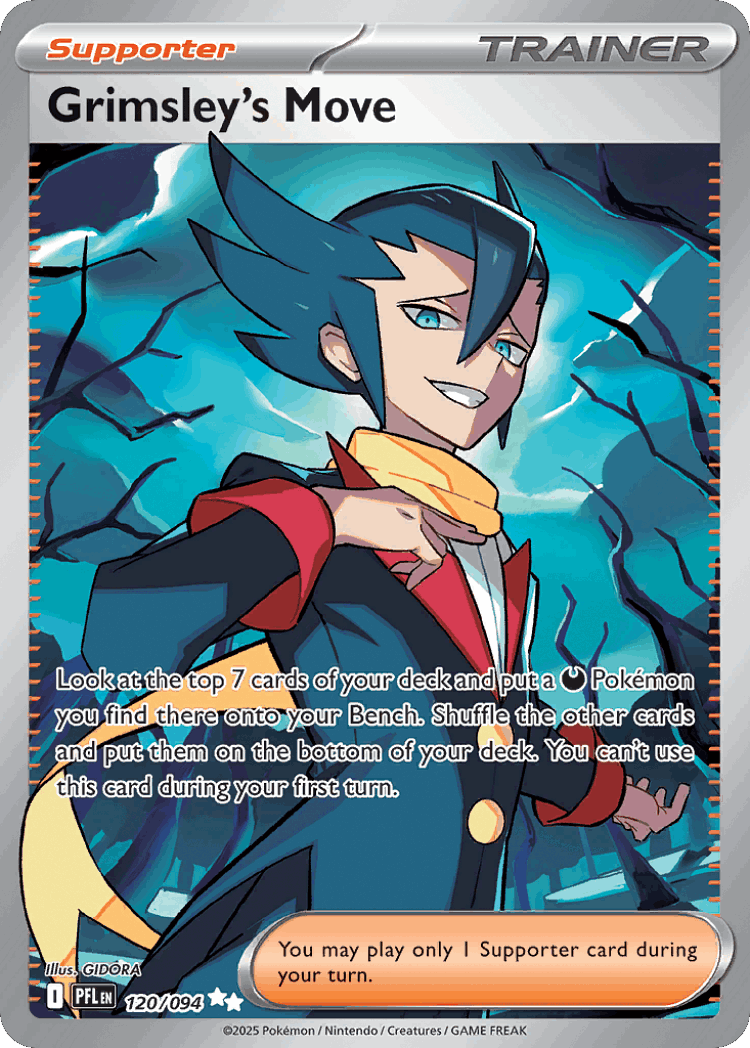 Grimsley's Move #120 from Phantasmal Flames - Ultra Rare - Illustrated by GIDORA