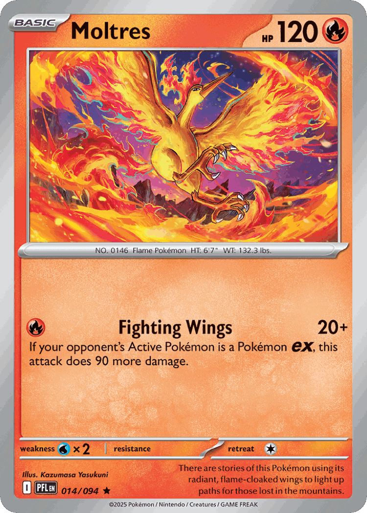 Moltres #14 from Phantasmal Flames - Rare - Illustrated by Kazumasa Yasukuni