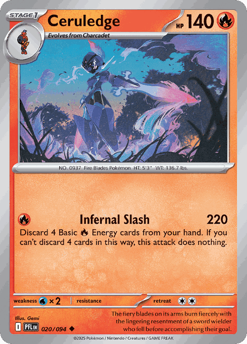 Ceruledge #20 from Phantasmal Flames - Uncommon - Illustrated by Gemi