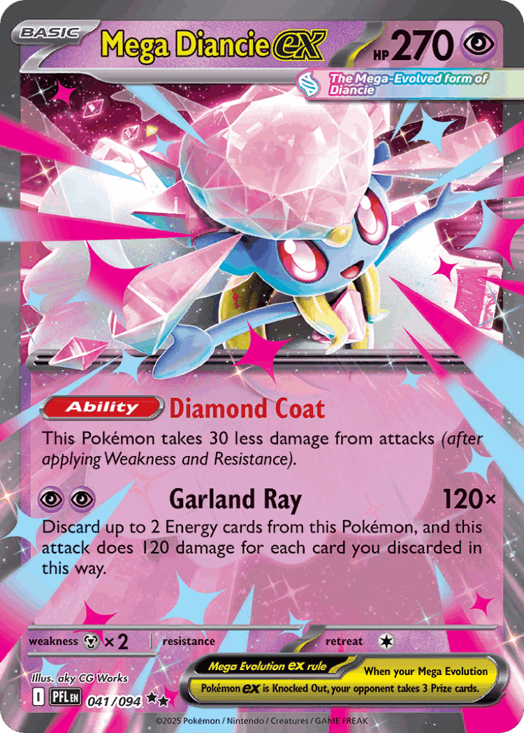 Mega Diancie ex #41 from Phantasmal Flames - Double Rare - Illustrated by aky CG Works