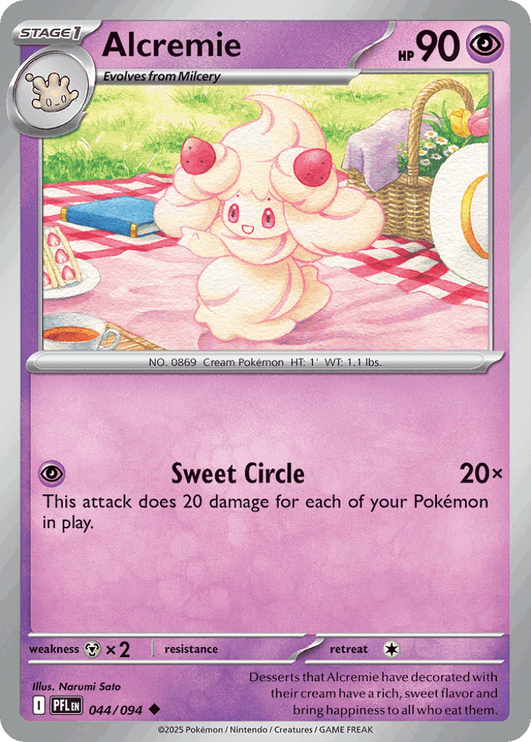 Alcremie #44 from Phantasmal Flames - Uncommon - Illustrated by Narumi Sato