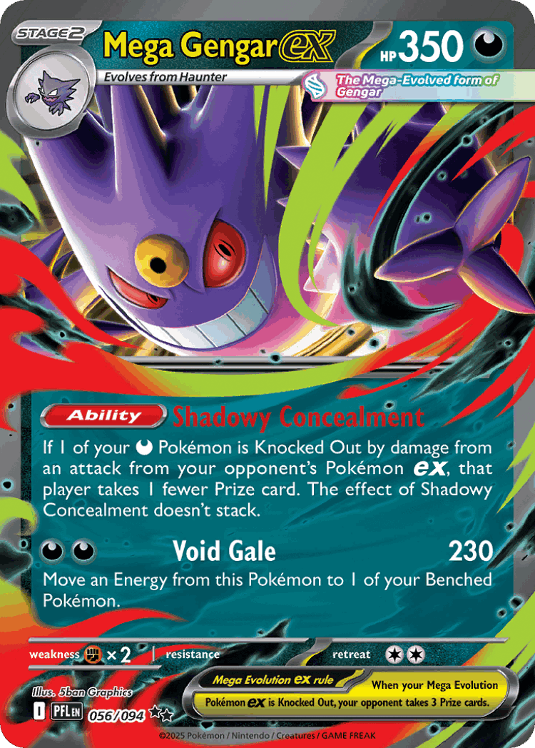Mega Gengar ex #56 from Phantasmal Flames - Double Rare - Illustrated by 5ban Graphics