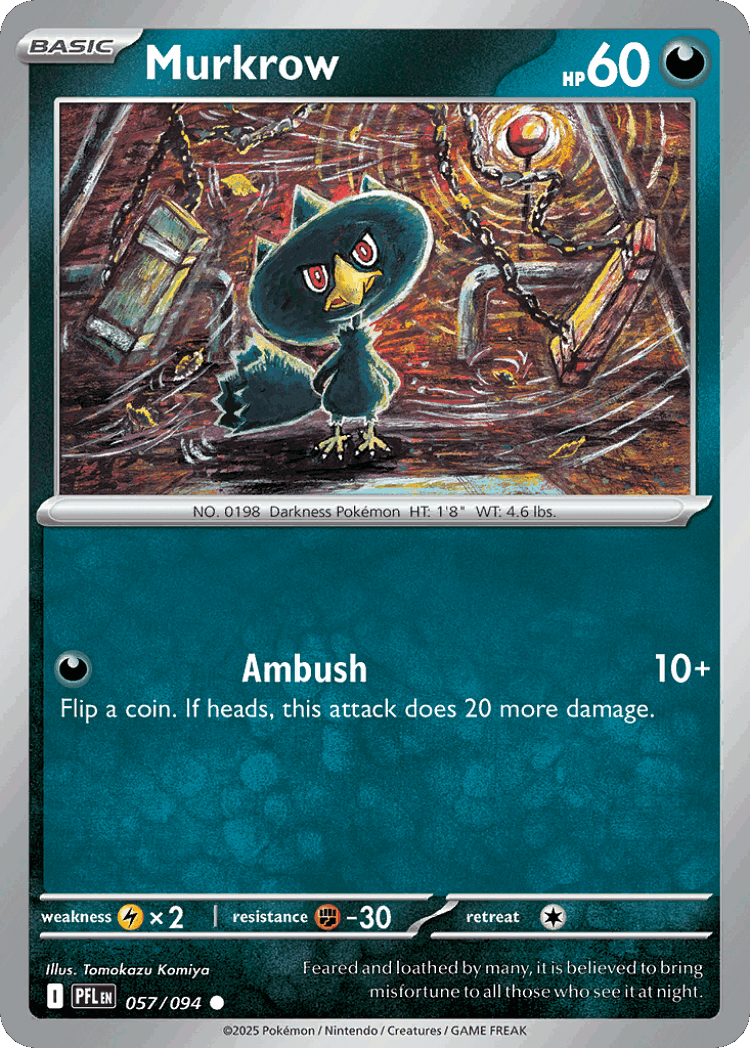 Murkrow #57 from Phantasmal Flames - Common - Illustrated by Tomokazu Komiya